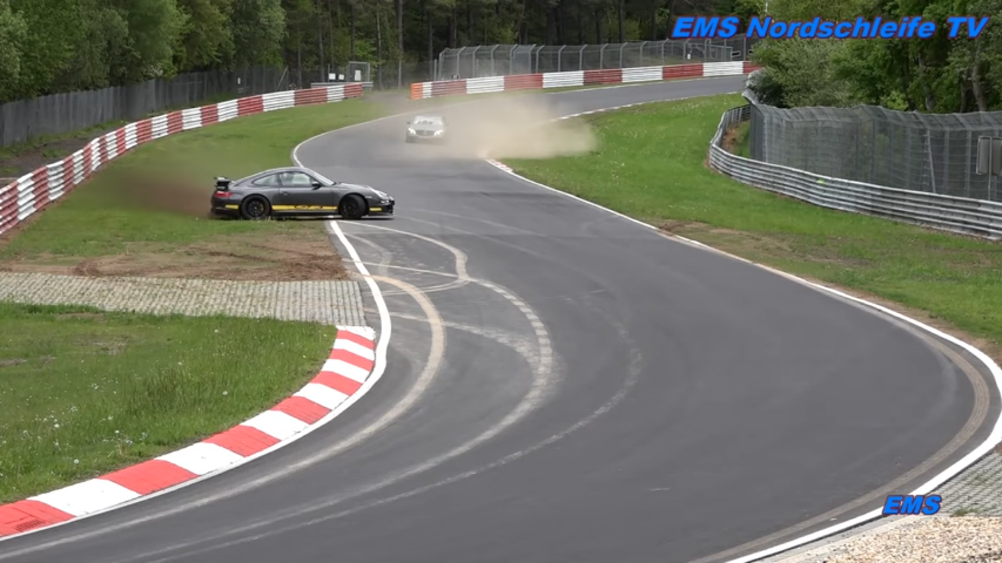 Watch This Porsche 911 Spin, Nearly Slam a Barrier at the Nürburgring