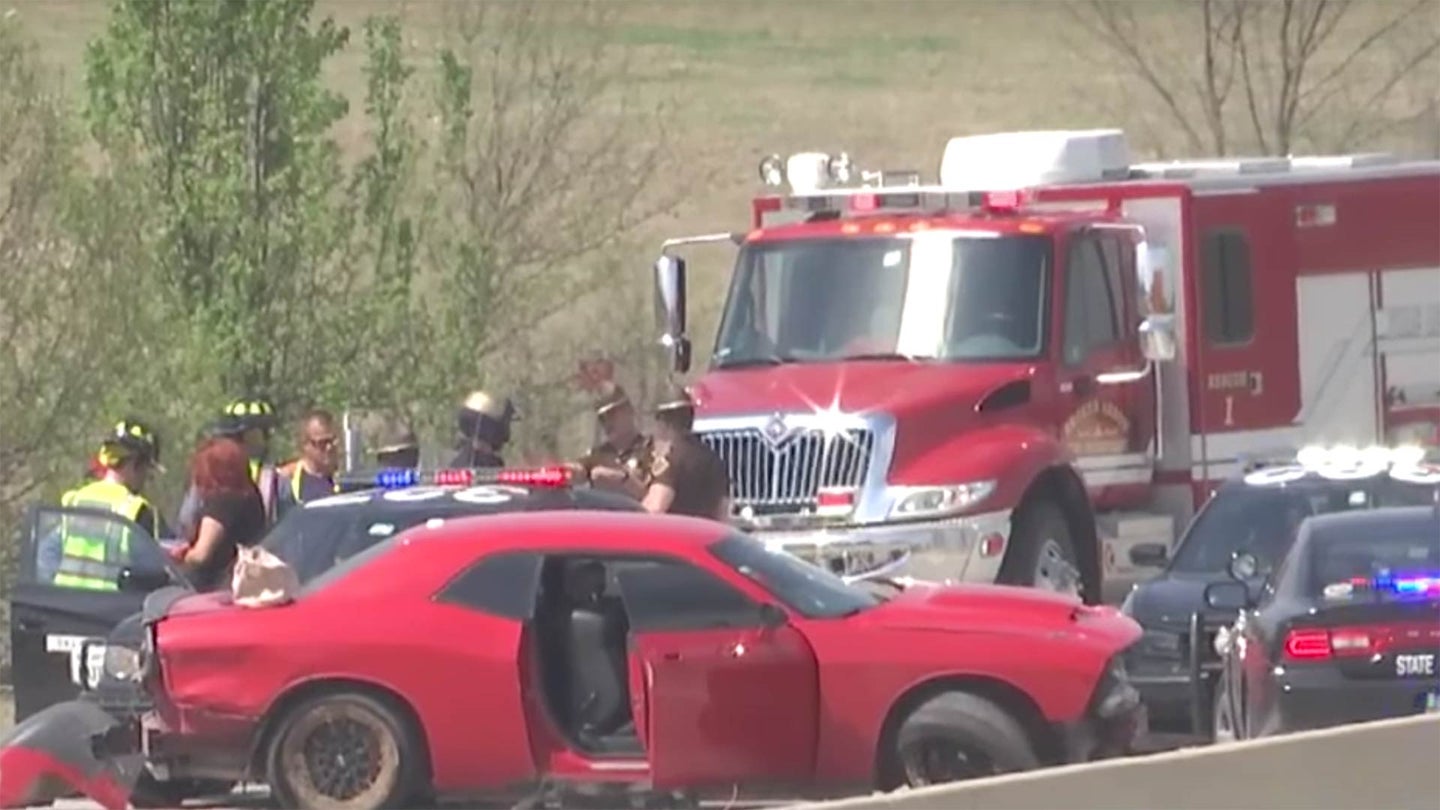 Dodge Challenger SRT Wrecks in High-Speed Police Pursuit