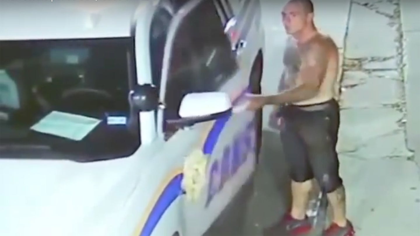 Watch a Shirtless Thief Steal a Police Car in Houston, Texas