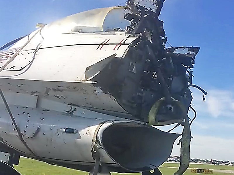 Video Shows Destroyed Thunderbird F-16D On Flatbed Truck After Dayton Crash