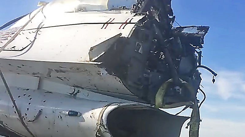 Video Shows Destroyed Thunderbird F-16D On Flatbed Truck After Dayton Crash