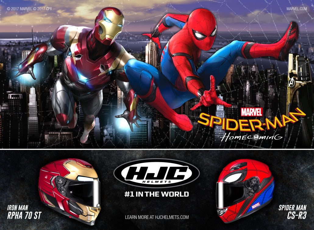 HJC Adds New Iron Man and Spider-Man Graphics to Motorcycle Helmets