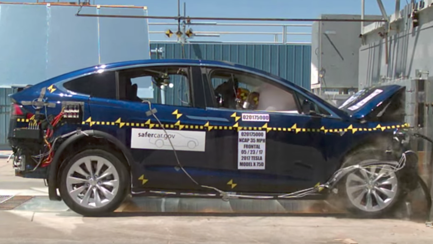 Watch the Tesla Model X Handle Crash Tests With Flying Colors