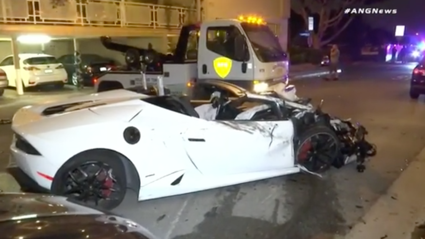 Lamborghini Huracan Spyder Crashes During Alleged Street Race in West Hollywood