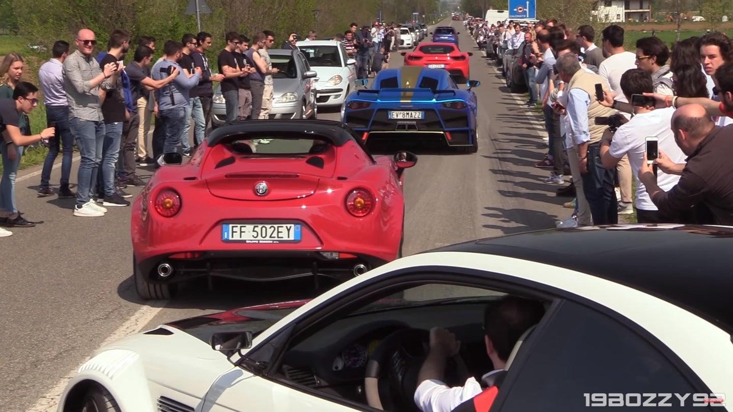 Listen to the Glory to a Bunch of Supercars Leaving Cars & Coffee in Italy