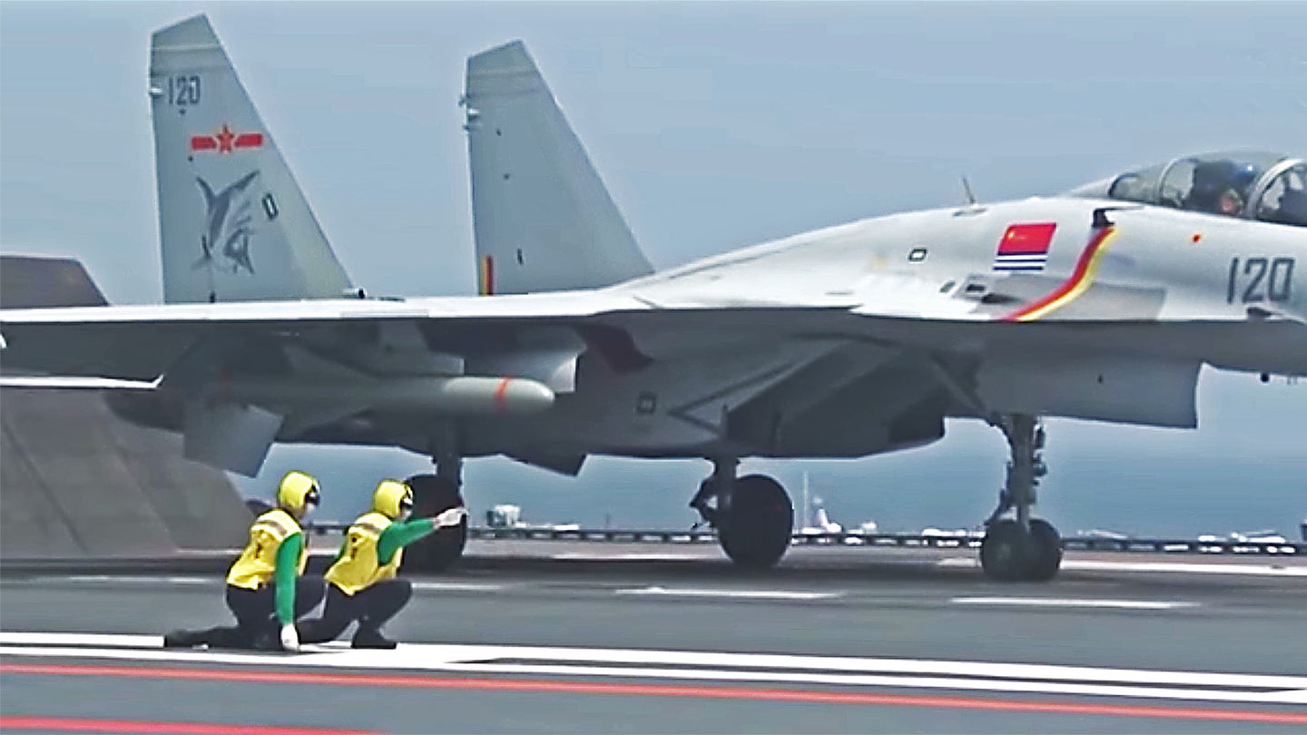 New Flight Ops Video From China&#8217;s Carrier Features Loaded Up J-15 Fighters