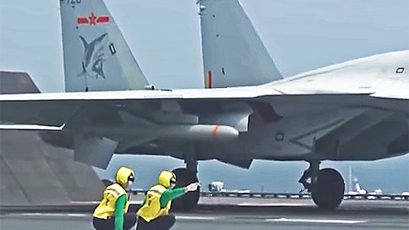 New Flight Ops Video From China’s Carrier Features Loaded Up J-15 Fighters