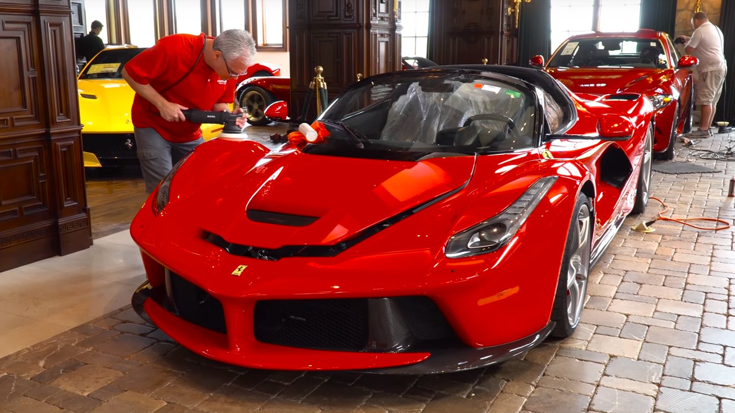 Watch a Ferrari LaFerrari Aperta Get Detailed in a Dream Garage and Feel Your Soul Come Alive