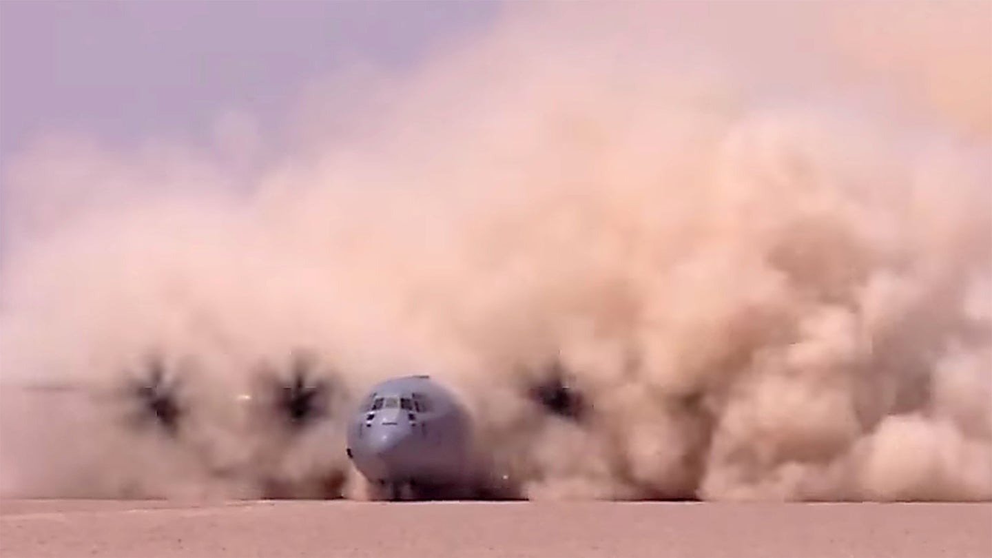 Watch This C-130J Become Engulfed In Its Own Dust Storm During Rough Field Ops