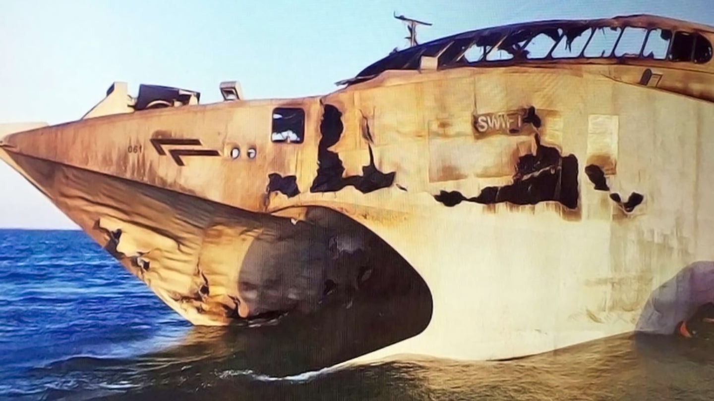 Catamaran Badly Damaged Off Yemen By Anti-Ship Missile Last Fall Appears In Greece