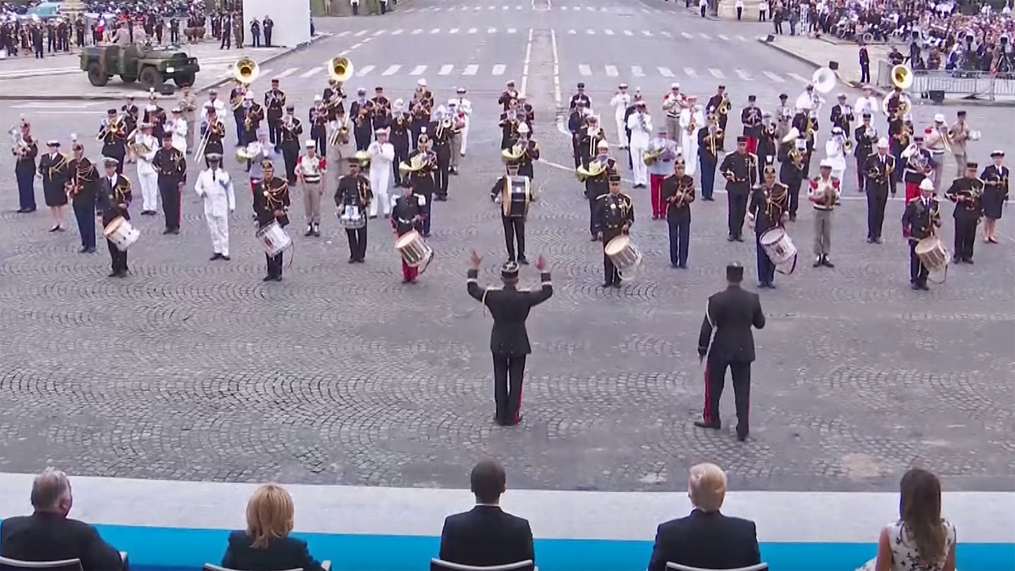 Trump Seems Unimpressed As French Military Marching Band Slays Daft Punk Cover