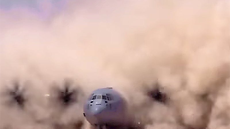 Watch This C-130J Become Engulfed In Its Own Dust Storm During Rough Field Ops