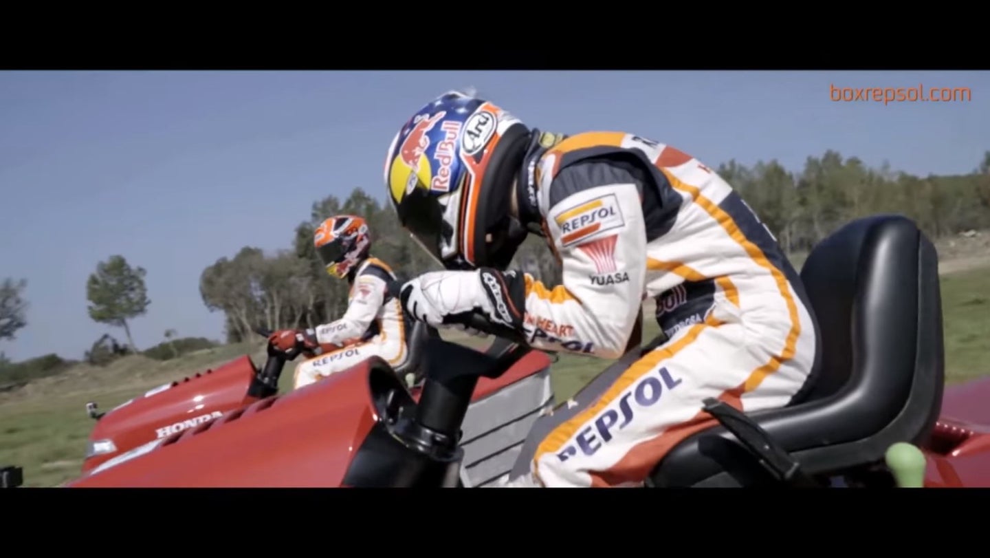 Watch 2 MotoGP Riders Race Honda Lawnmowers