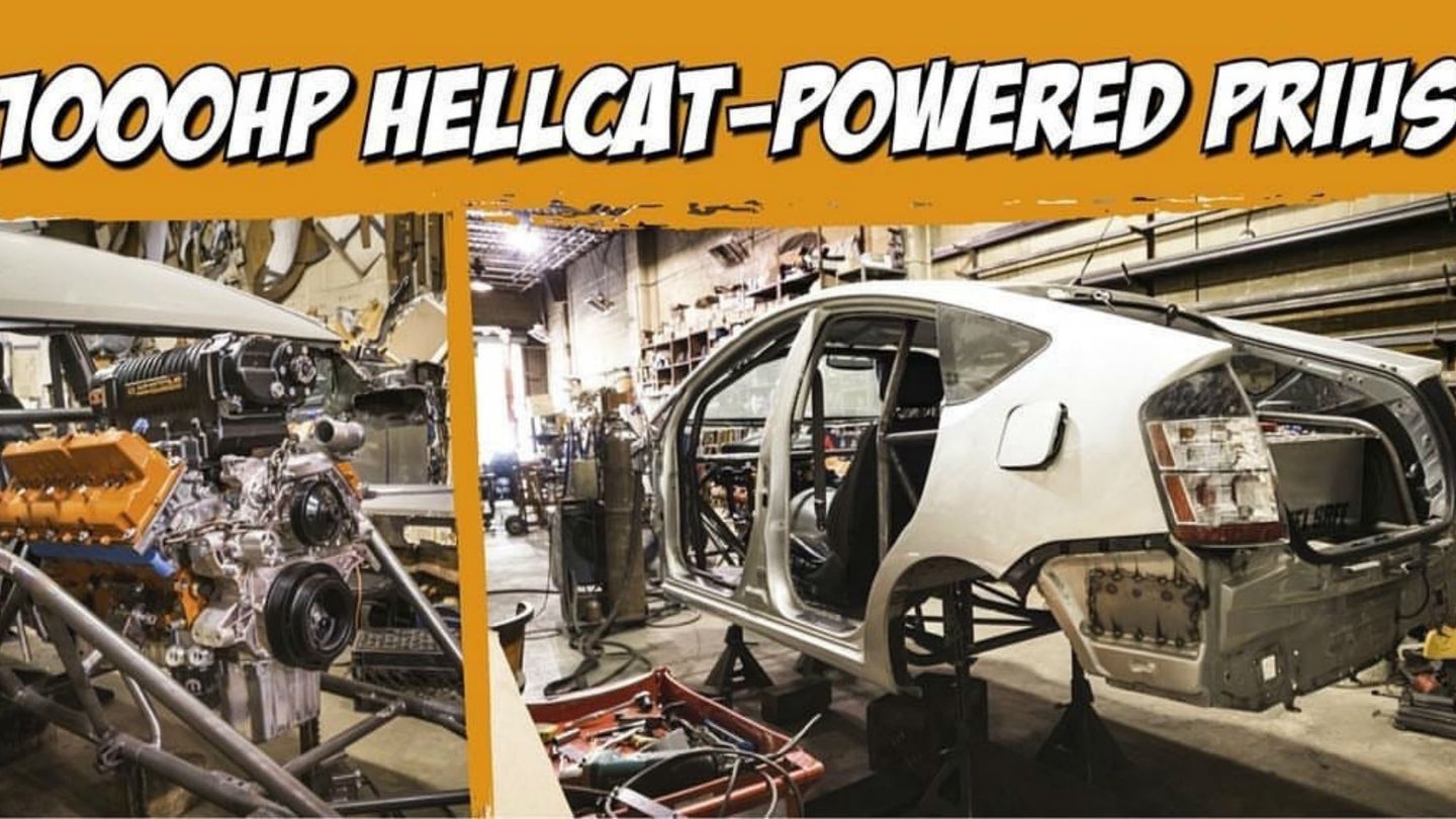 These Guys Are Swapping a 1,000-HP Hellcat Engine Into a Prius Because Why Not