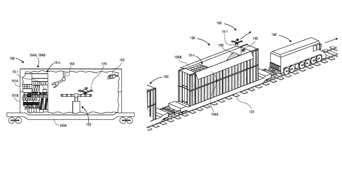 Amazon Patents Train-Mounted Mobile Hubs For Its Drone Delivery Fleet