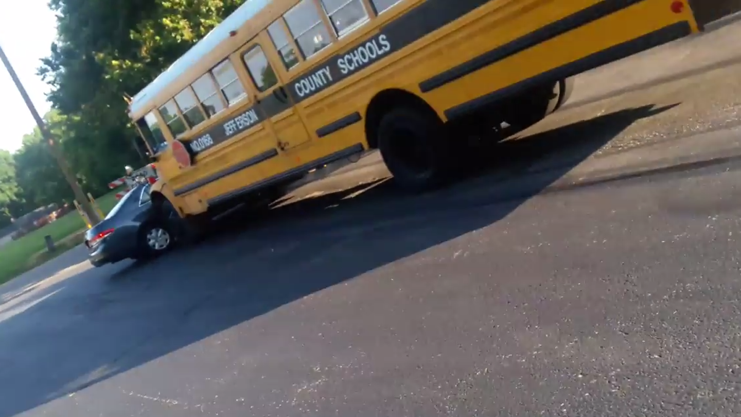 Video: School Bus Shoves Family’s Car Across Parking Lot on First Day of School