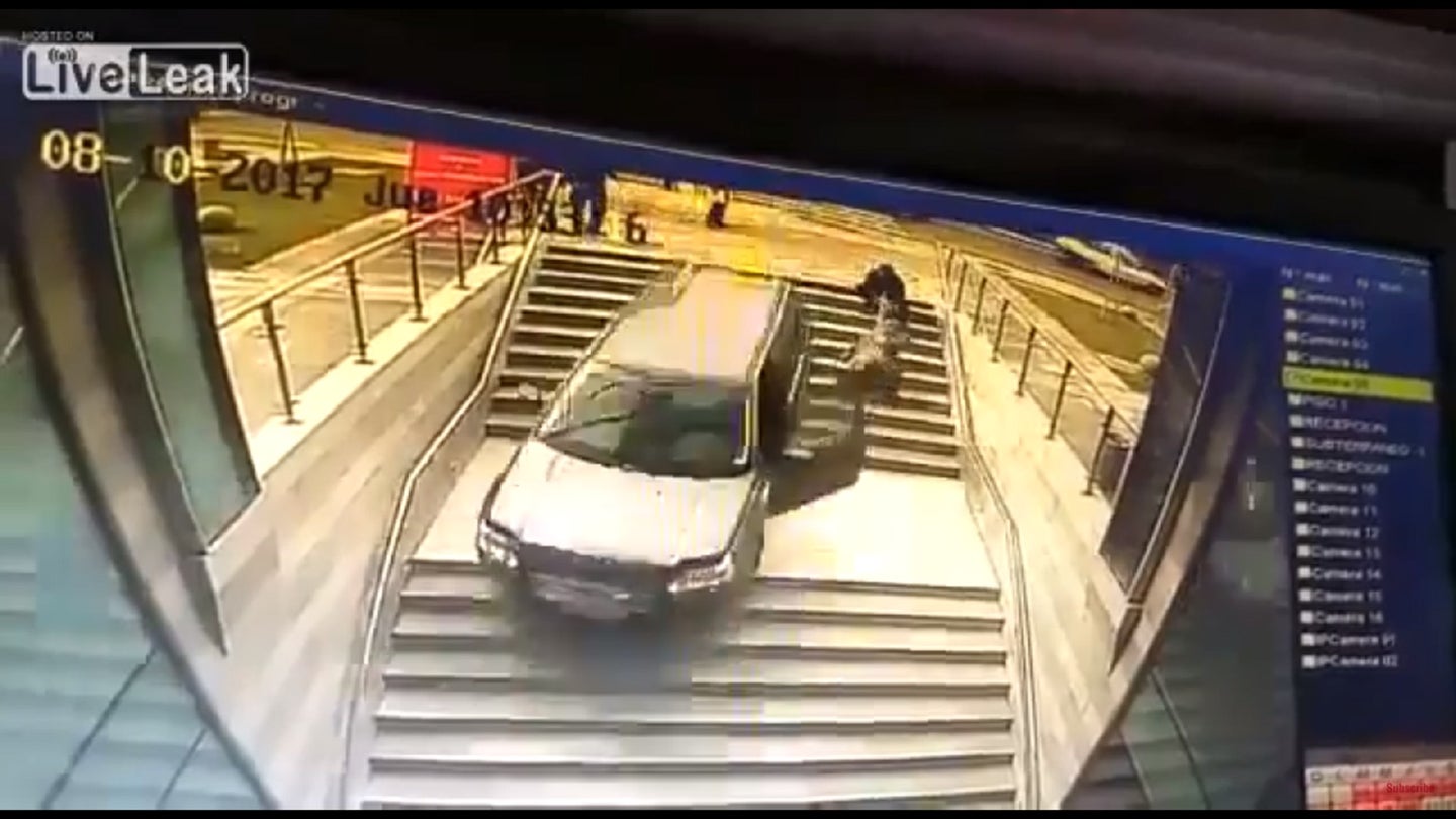 Watch This Driver Confuse a Building Entrance and Parking Garage