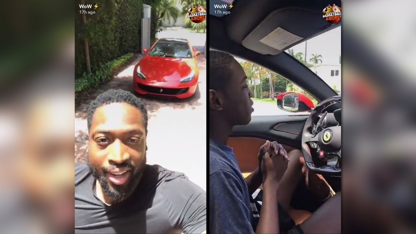 Watch Dwyane Wade Teach His Teenage Son to Drive in a Ferrari GTC4Lusso