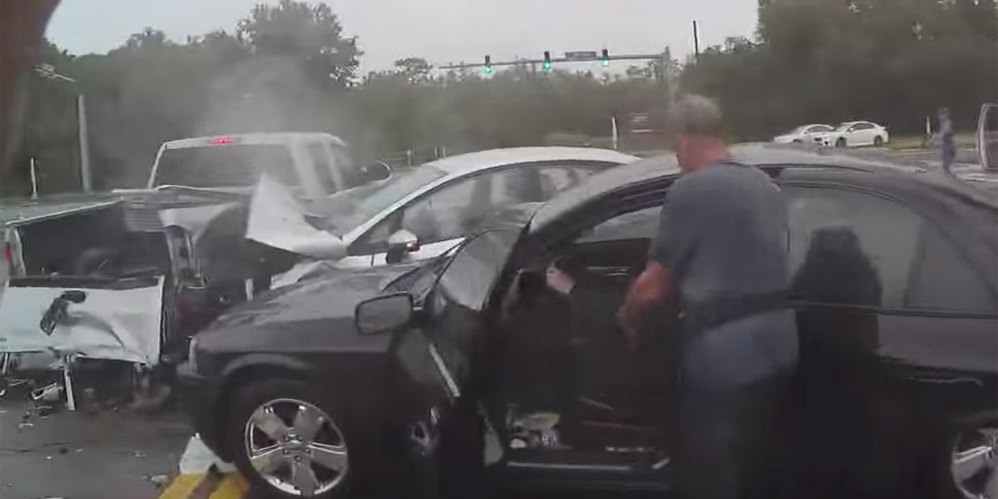 Dramatic Body Cam Footage Shows Car Careening Into Accident Scene