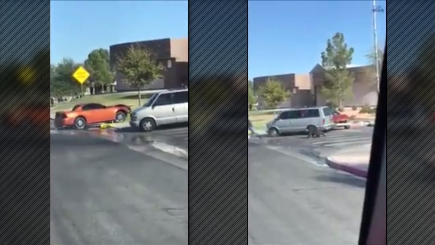 Watch This Mustang Driver Go on a Rampage Outside of a Las Vegas School