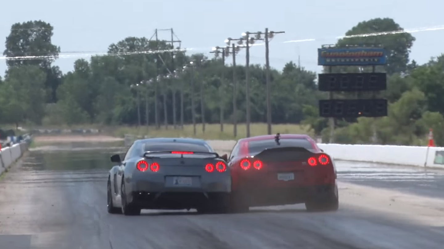 This Collision Between Two Drag Racing Nissan GT-Rs Is the Definition of a Close Call
