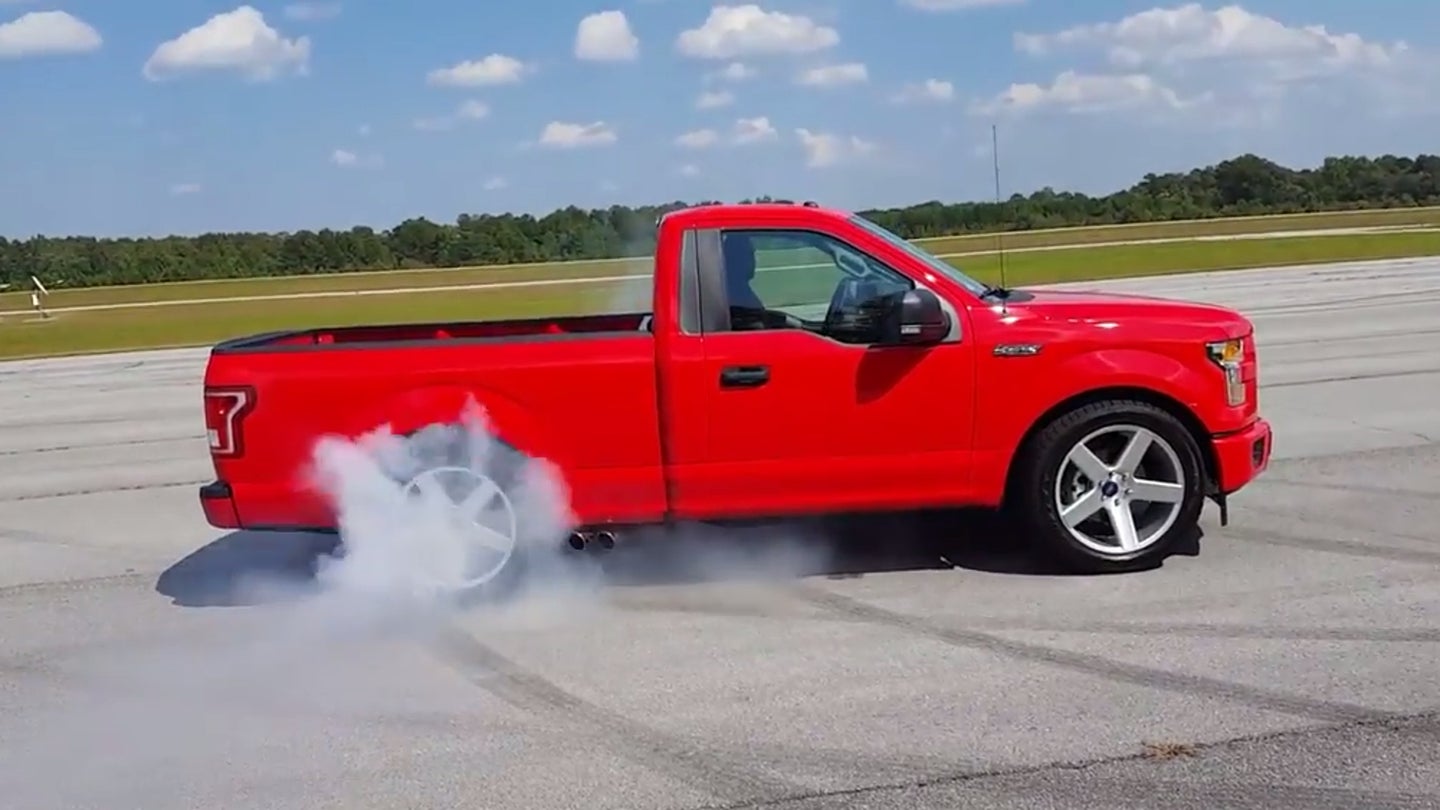 Oh Yes, That Awesome Dealer-Built, 650 HP Ford F-150 Lightning Is Great at Burnouts