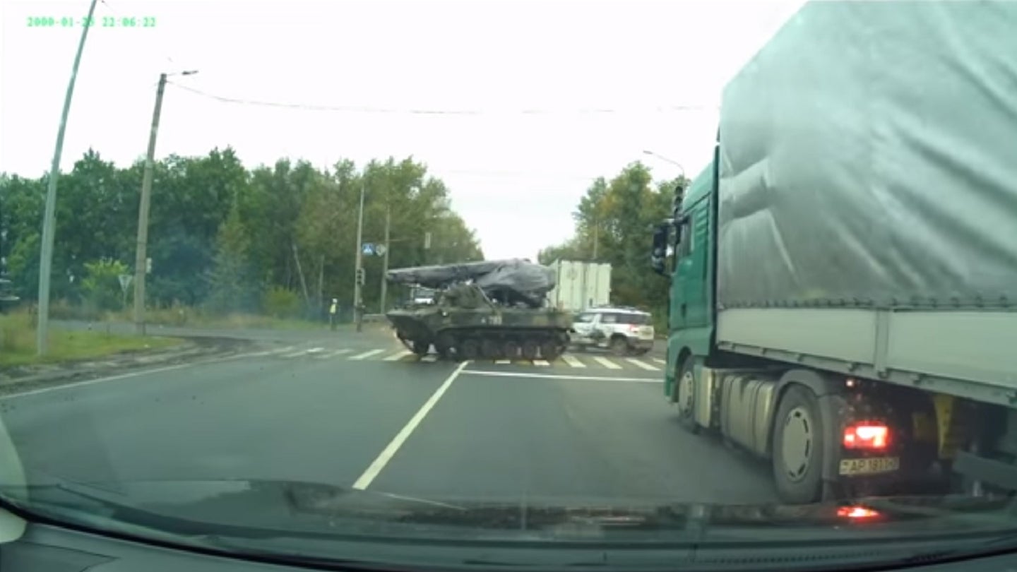 Watch This Russian Armored Transport Drift Into a Skoda