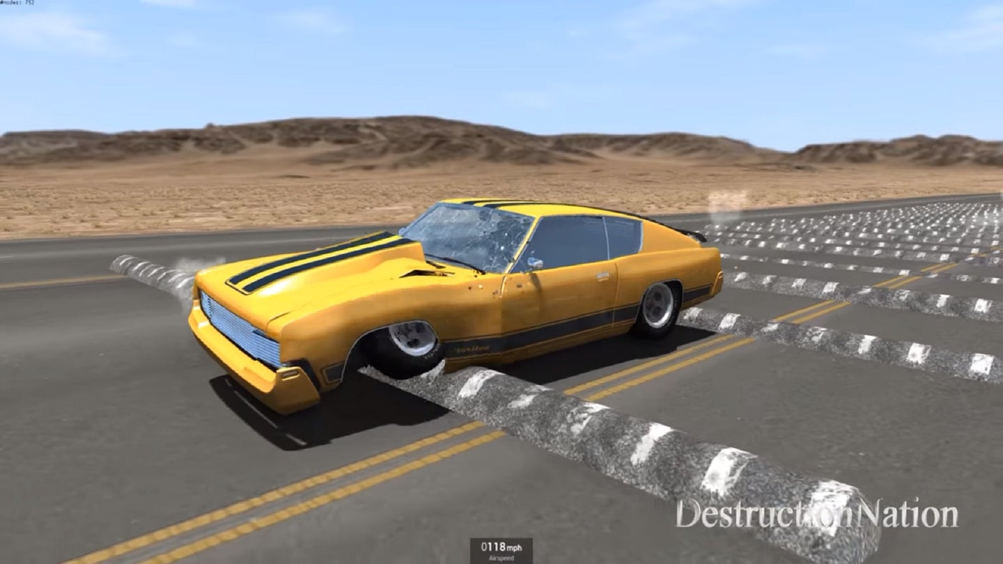 Watch These Virtual Cars Hit 100 Speed Bumps At 100 Miles Per Hour