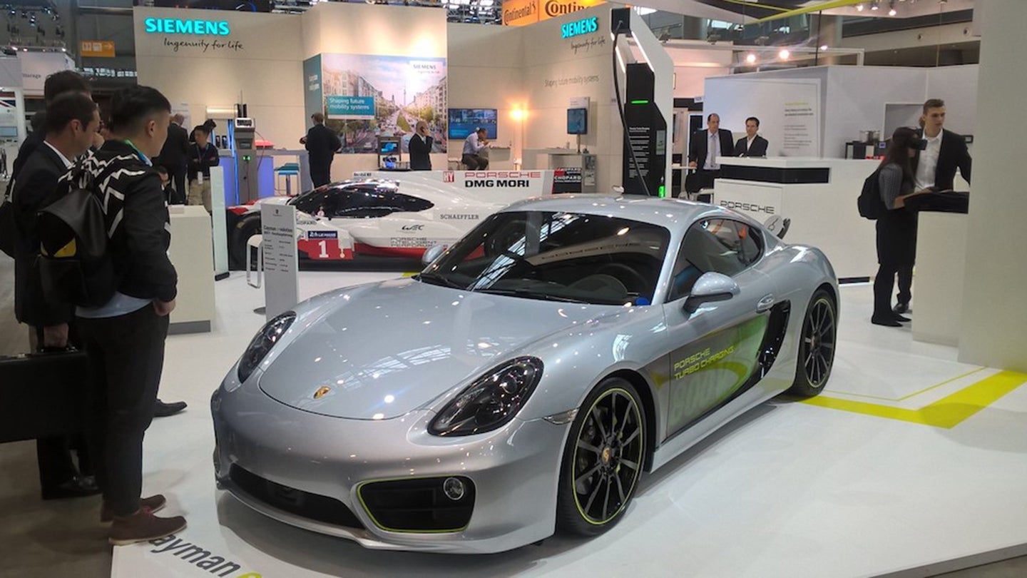 Porsche Builds a Fully-Electric Cayman To Show Off Fast Charging, Mission E Tech