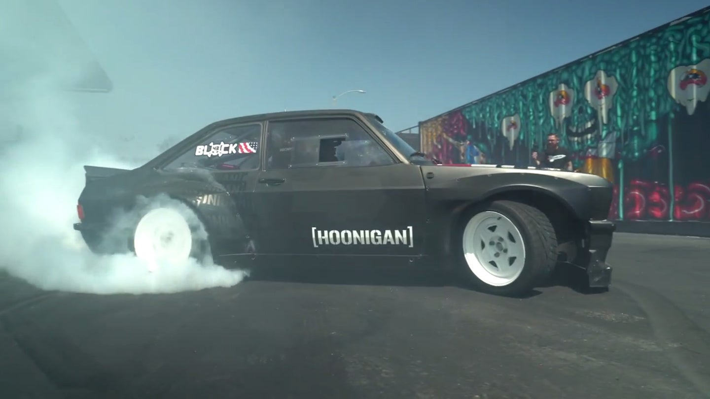 Ken Block Rips Donuts and Burnouts in a MK2 Ford Escort