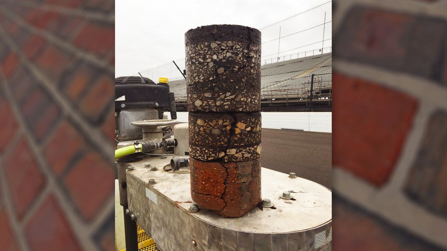 This Core Sample From the Track at Indianapolis Motor Speedway Shows 108 Years of History