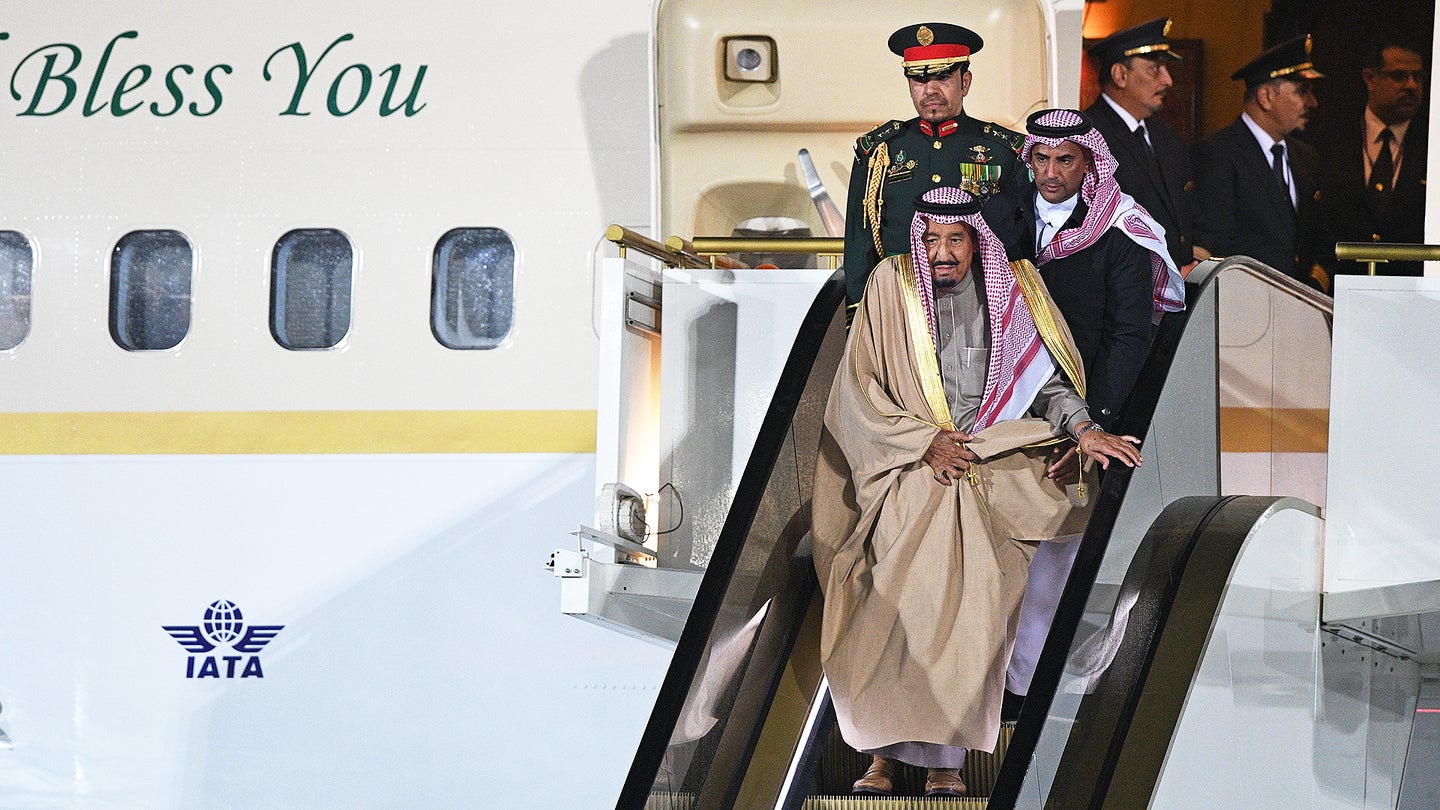 King of Saudi Arabia Salman bin Abdulaziz Al Saud arrives in Mos