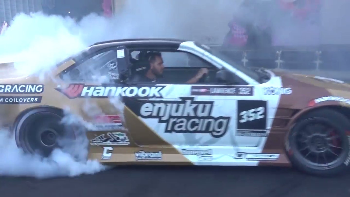 Formula Drift Pro 2 Champion, Kevin Lawrence, Stops by Hoonigan to Rip Some Donuts