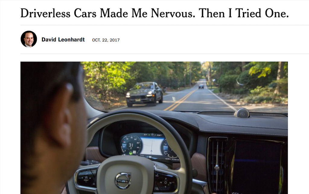 Terrified New York Times Columnist Confuses Volvo with Magical “Driverless Car”