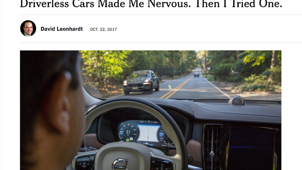 Terrified New York Times Columnist Confuses Volvo with Magical “Driverless Car”