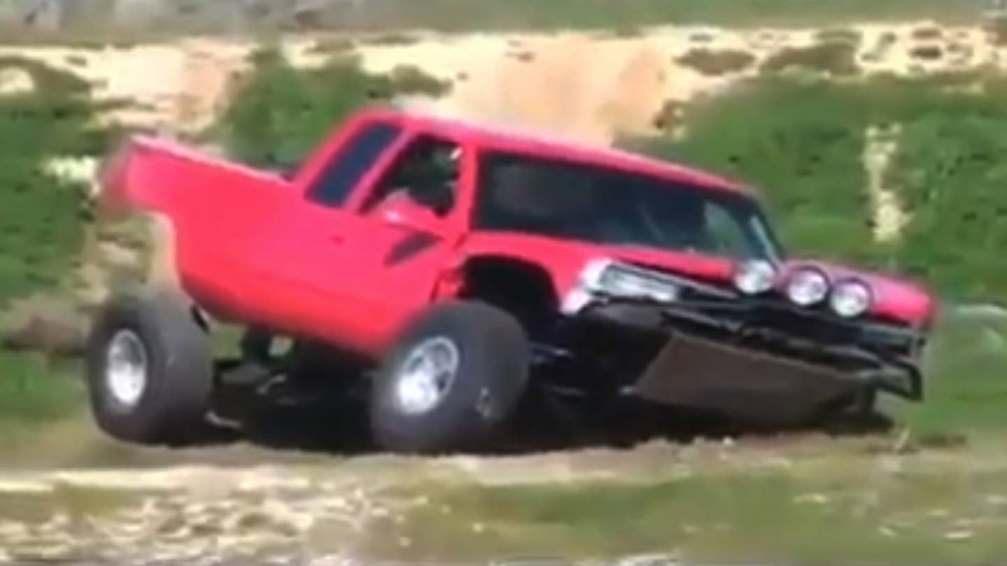 Watch This Chevrolet Pre-Runner Truck Get Wrecked by a Rough Landing