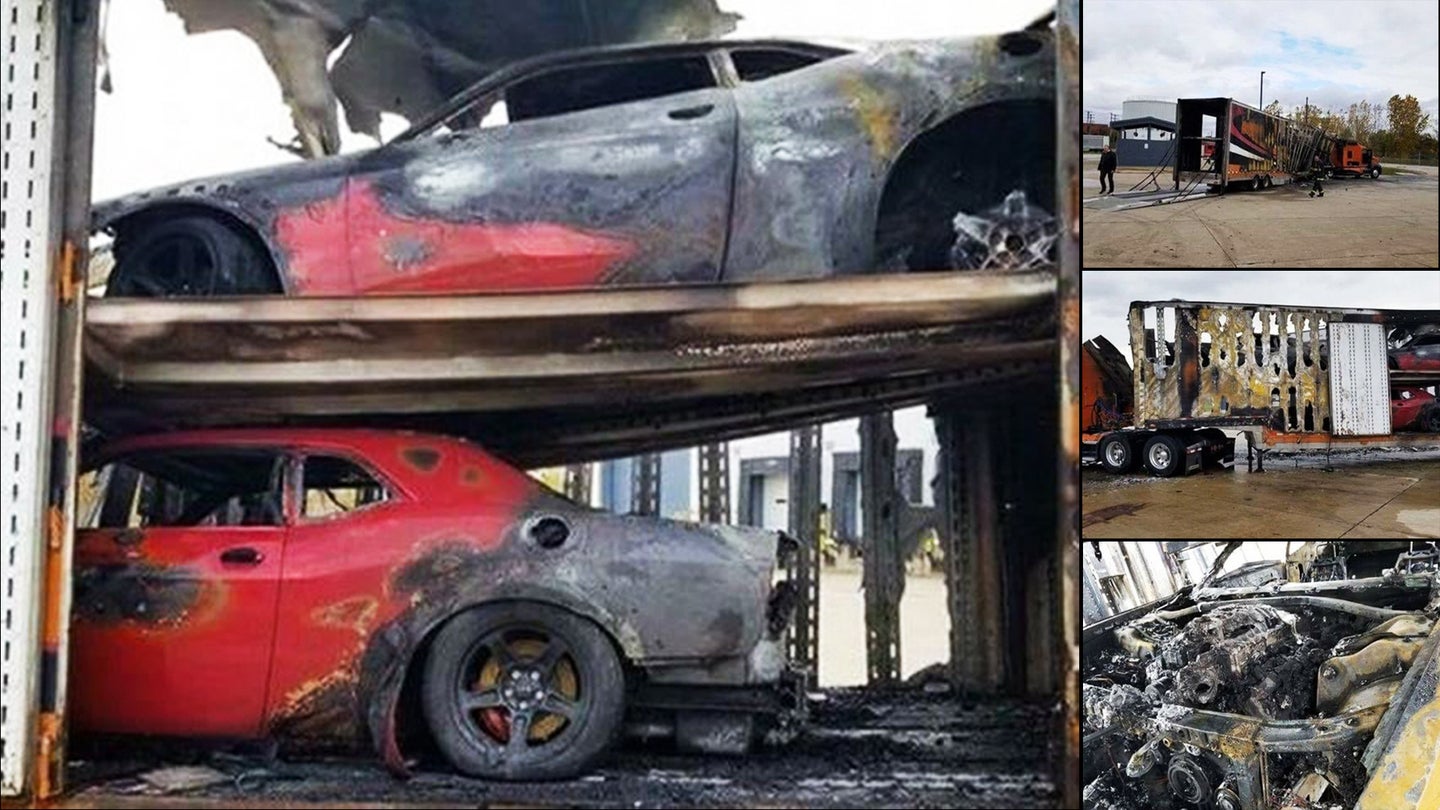 A Trio of Dodge Demons Went Up in Flames While in Transit
