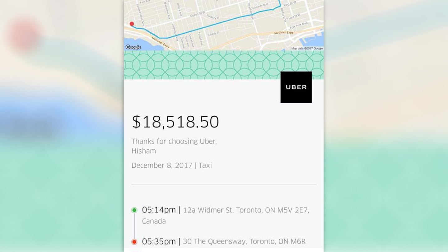 Uber Accidentally Charged a Customer More Than $18,000 for a 5-Mile Ride