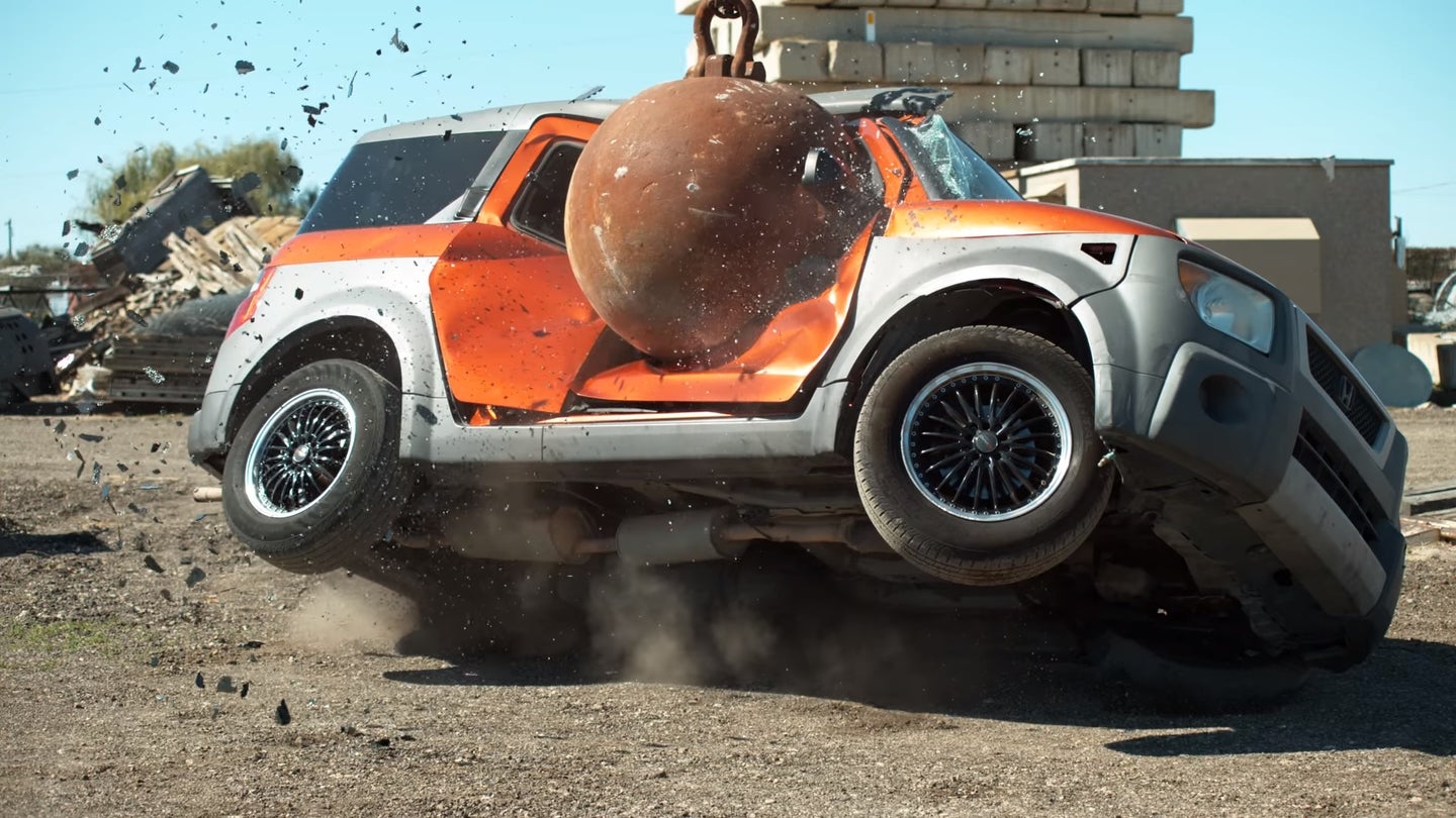 This Slow-Motion Video of a Four-Ton Wrecking Ball Smashing Cars Is Mesmerizing
