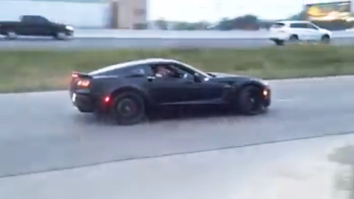 New Chevy Corvette Z06 Owner Celebrates With a Smooth Drift at the Dealership Exit