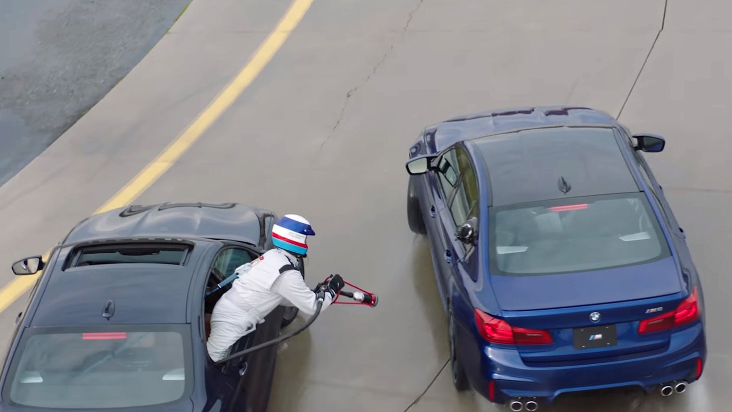The 2018 BMW M5 Pioneers Mid-Drift Refueling in World’s Longest Drift Record Attempt
