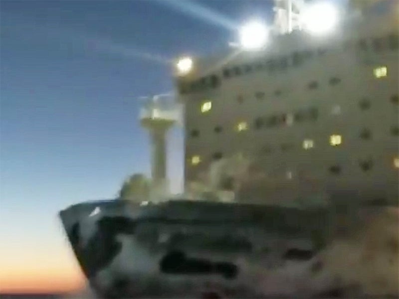 This Video Of A Russian Nuclear Icebreaker Blasting By Some Guys And Their Trucks Is Nuts