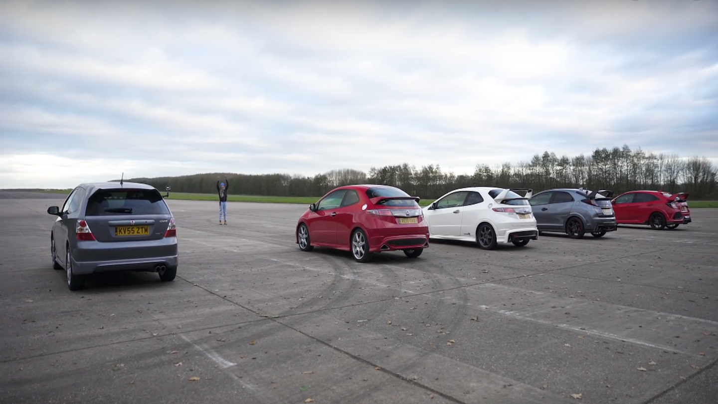 Four Generations of Honda Civic Type R, One Awesome Drag Race