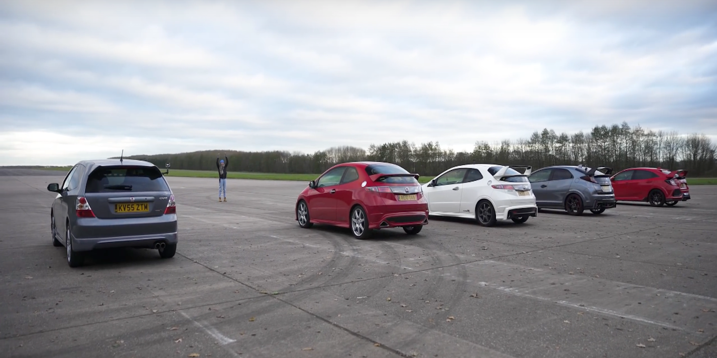 Four Generations of Honda Civic Type R, One Awesome Drag Race