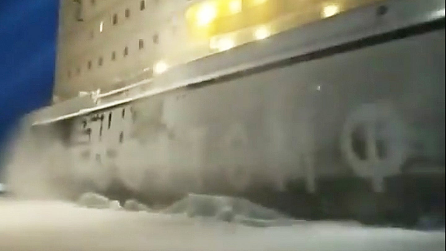 This Video Of A Russian Nuclear Icebreaker Blasting By Some Guys And Their Trucks Is Nuts