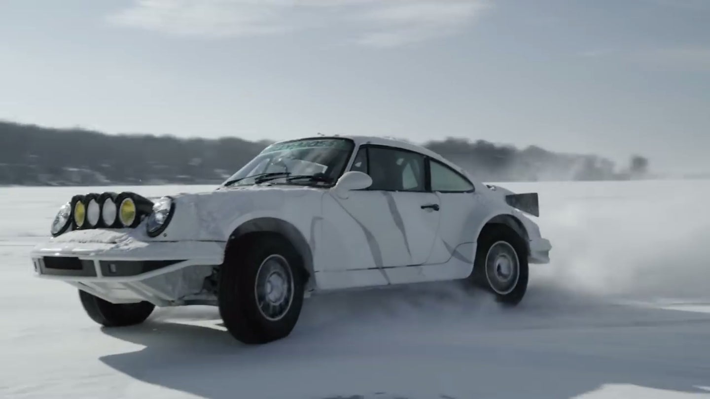 Watch Larry Chen Thrash a Safari Porsche 964 on a Frozen Lake