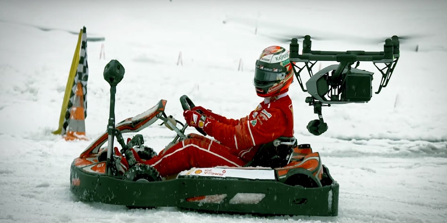 Ferrari’s Kimi Raikkonen Goes Ice-Karting in the Swiss Alps