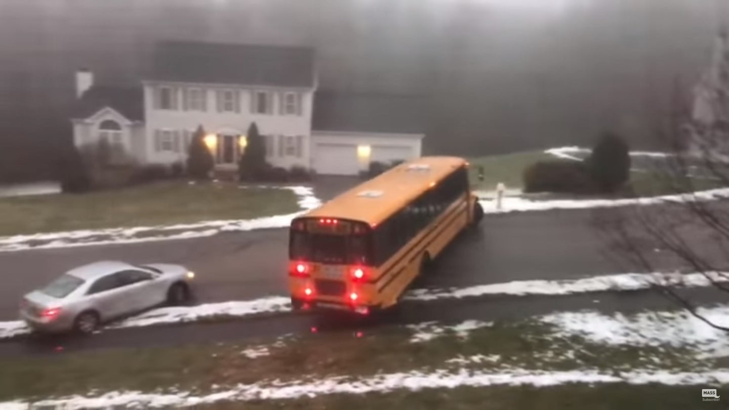 Watch This School Bus Slide Down an Icy Road