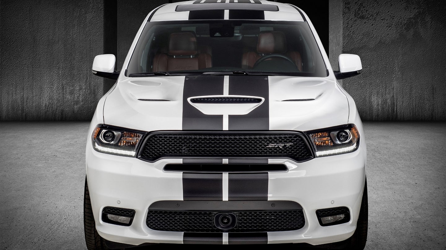 New dual-center exterior stripes are tailored to emphasize the functional yet aggressive exterior designs of the 2018 Dodge Durango R/T and SRT models.