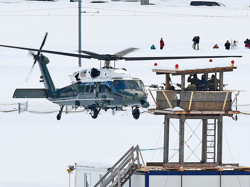 Celebrate President’s Day By Watching Marine One Land In The Snow Covered Swiss Alps